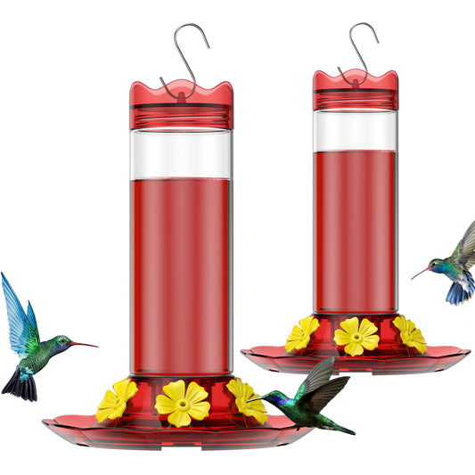 MrCrafts Double Hummingbird Feeders for Outdoors Hanging, 13.5oz*2 Humming Bird Feeder Including Two Colors of Flowers & Hanging Hook, Hummingbird Gifts for Gardening Lovers…