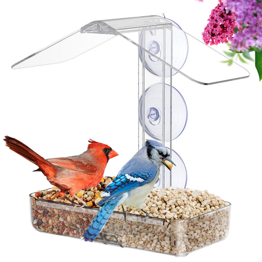 Window Bird Feeder with Strong Suction Cups, Clear Window Bird feeders for Viewing, Window Bird House, Bird Feeders for Outdoors Outside, Fits for Cardinals, Finches, Chickadees, Unique Gift